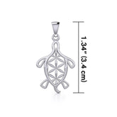 Turtle with Flower of Life Shell Silver Pendant TPD5271 - Pendant
